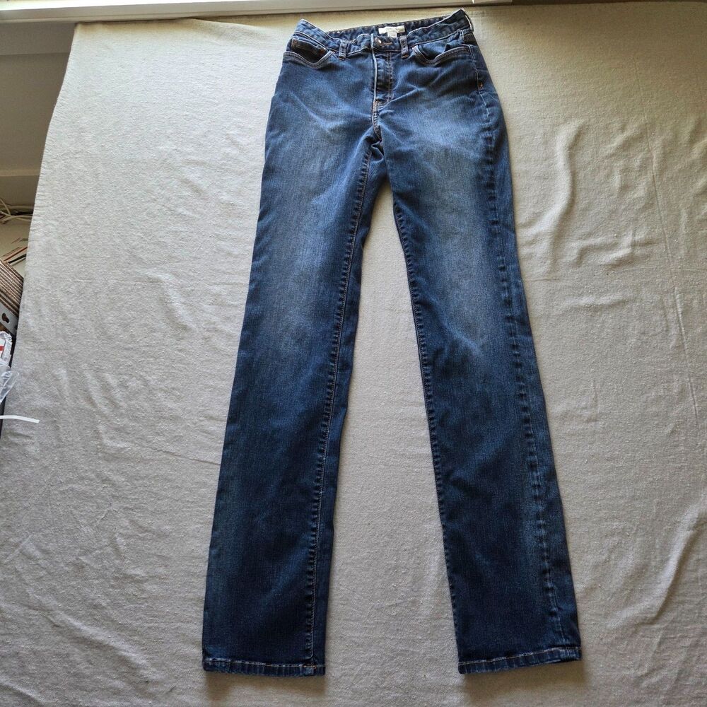 Boston Proper Jeans Womens Size 4L Mid Rise Straight Leg Stretch Plain Pocket
